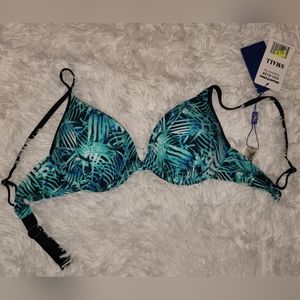NWT underwire tropical bikini top fun flirty and fully padded adds volume size S